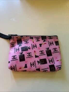 CHANEL Pink Cosmetic/lipstick and Wristlet Pouch